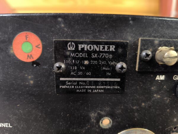 Original Pioneer SX-770 -  Org. Back Plate - Image 4