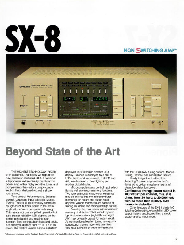 Original Pioneer SX-8 -  Back Panel - Tested OK - Image 8